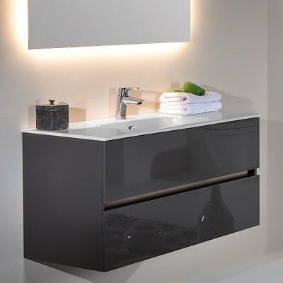 Тумба под раковину Armadi Art Vallessi 100 антрацит, глянец