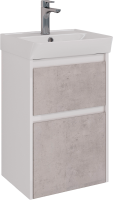 Тумба под раковину Lemark Combi 45 бетон, белая глянцевая