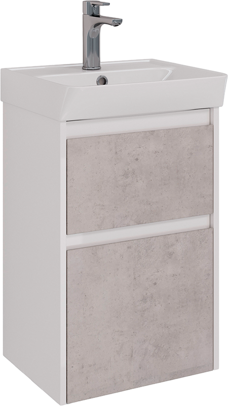 Тумба под раковину Lemark Combi 45 бетон, белая глянцевая