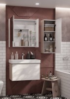 Тумба с раковиной AQUATON Асти 70 белая глянцевая, ясень шимо