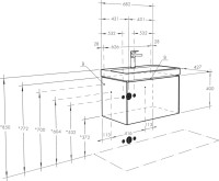 Тумба с раковиной AQUATON Асти 70 белая глянцевая, ясень шимо