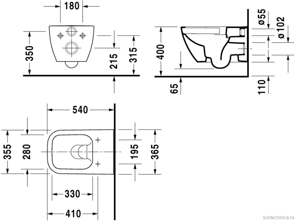 Комплект Унитаз подвесной Duravit Happy D.2 2222098900 rimless + Крышка + Звукоизоляция AlcaPlast + Кнопка Thin THIN M578 черный матовый + Инсталляция A101 Sadromodul
