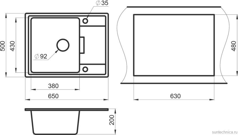 Мойка кухонная Granula 6503, алюминиум