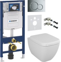 Комплект Унитаз подвесной VitrA Shift 7742B003-0075 белый глянцевый + Крышка 91-003-009 с микролифтом, петли хром + Инсталляция Geberit Duofix UP 320 111.300.00.5 + Кнопка Sigma 01 115.770.21.5 хром + Звукоизоляция + Крепления 111.815.00.1 к стене