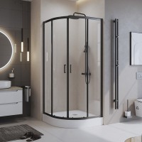 Душевой уголок BelBagno Uno -195 R 2 90 C Nero профиль черный, стекло прозрачное
