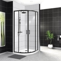 Душевой уголок BelBagno Uno -195 R 2 90 C Nero профиль черный, стекло прозрачное