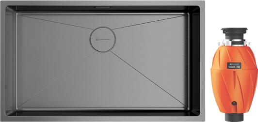 Комплект Мойка Omoikiri Taki 74-U/IF-GM вороненая сталь + Измельчитель Nagare 750