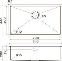 Комплект Мойка Omoikiri Taki 74-U/IF-GM вороненая сталь + Измельчитель Nagare 750