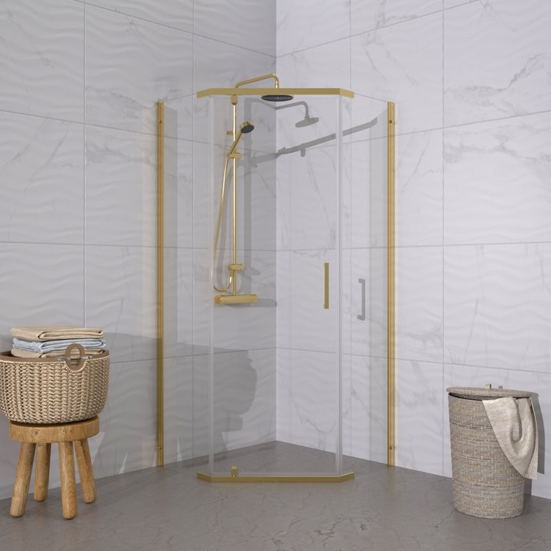 Душевой уголок Triton Дека -Голд 90x90, профиль золото, стекло прозрачное