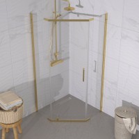 Душевой уголок Triton Дека -Голд 90x90, профиль золото, стекло прозрачное