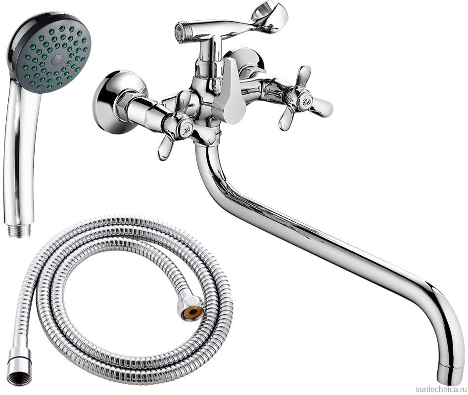 Смеситель с длинным изливом для ванны Fashun A2212 хром