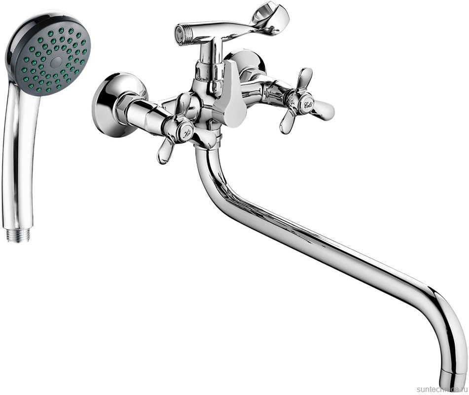 Смеситель с длинным изливом для ванны Fashun A2212 хром