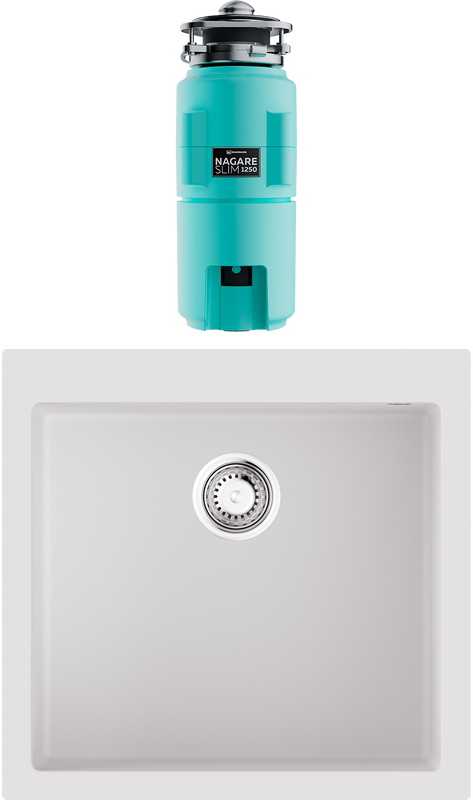 Комплект Мойка Omoikiri Bosen 57A-WH белая + Измельчитель Nagare slim 1250-AZ azur blue