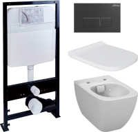 Комплект Унитаз подвесной VitrA Shift 7742B003-0075 белый глянцевый + Крышка DIWO Шифт 0405 быстросъемное, с микролифтом + Инсталляция EWRIKA ProLT 0026-2020 + Кнопка 0044 черная матовая