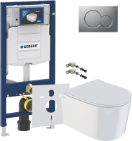 Комплект Унитаз подвесной IDDIS Stone + Крепления Geberit Duofix 111.815.00.1 к стене + Звукоизоляция + Инсталляция UP 320 111.300.00.5 + Кнопка Sigma 01 115.770.JQ.5 лакированная, матовый хром