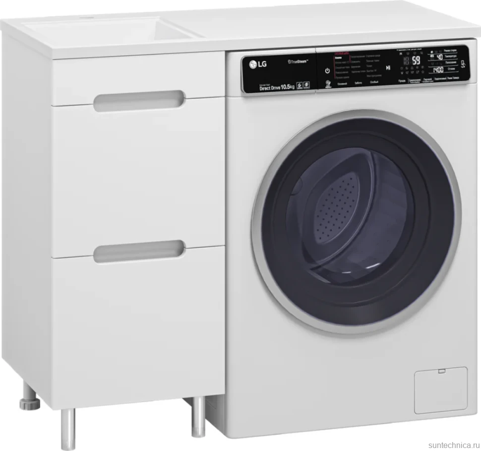 Тумба с раковиной Misty Байкал 40 L для стиральной машины, белая
