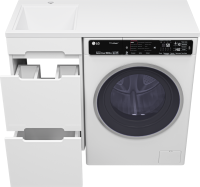 Тумба с раковиной Misty Байкал 40 L для стиральной машины, белая