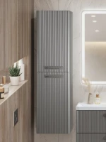 Шкаф-пенал для ванной BelBagno Due 40 подвесной, ручки сатиновый никель, сатин