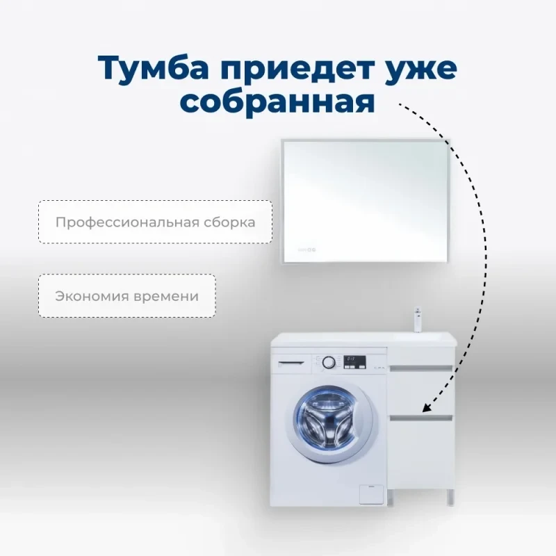 Тумба под раковину без столешницы Aquanet Вега 40 напольная, под стиральную машину, белый глянцевый