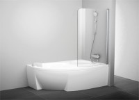 Шторка на ванну Ravak Rosa CVSK1 160/170 R Transparent, профиль блестящий