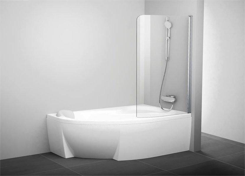 Шторка на ванну Ravak Rosa CVSK1 160/170 R Transparent, профиль блестящий