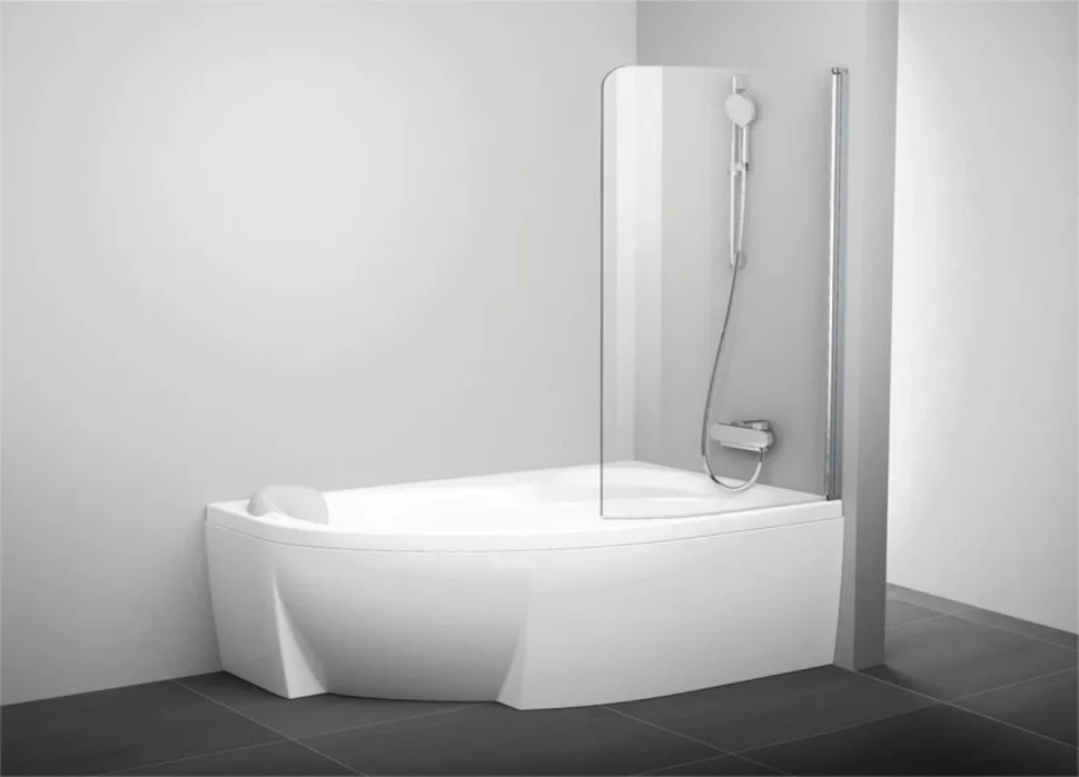 Шторка на ванну Ravak Rosa CVSK1 160/170 R Transparent, профиль блестящий