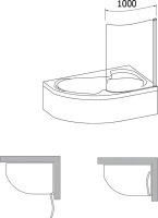 Шторка на ванну Ravak Rosa CVSK1 160/170 R Transparent, профиль блестящий