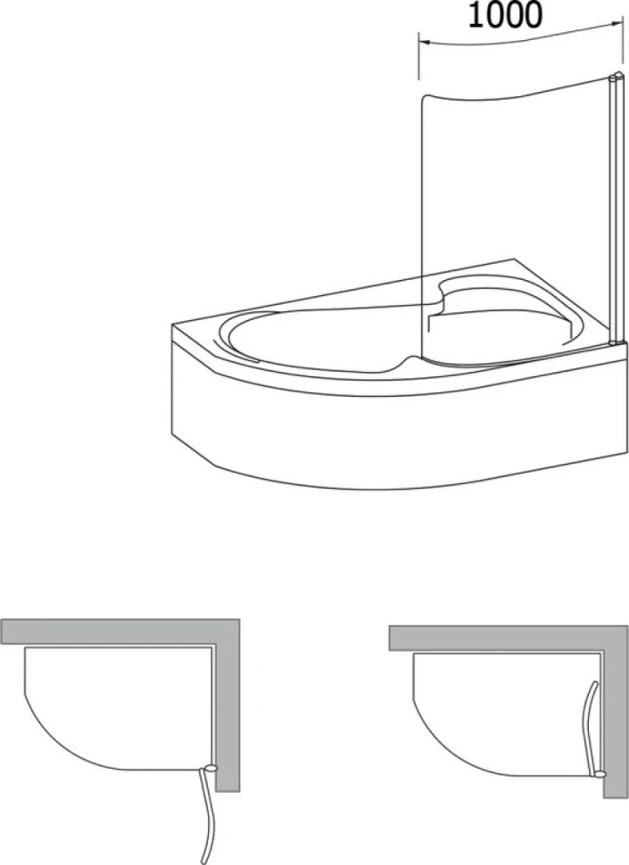 Шторка на ванну Ravak Rosa CVSK1 160/170 R Transparent, профиль блестящий