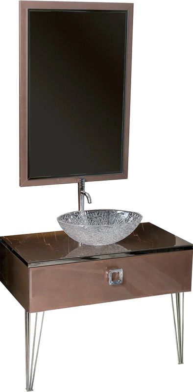 Мебель для ванной комнаты Armadi Art Lucido 100 лиловая, раковина 813, ножки хром