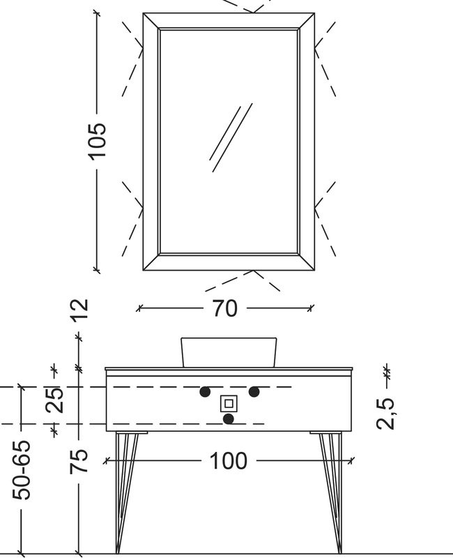Мебель для ванной комнаты Armadi Art Lucido 100 лиловая, раковина 813, ножки хром