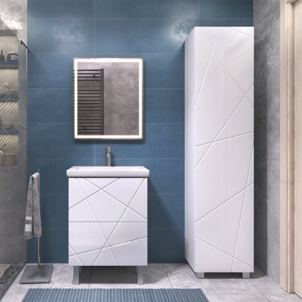 Мебель для ванной комнаты Vigo Geometry 60 напольная, белая, раковина Como 60