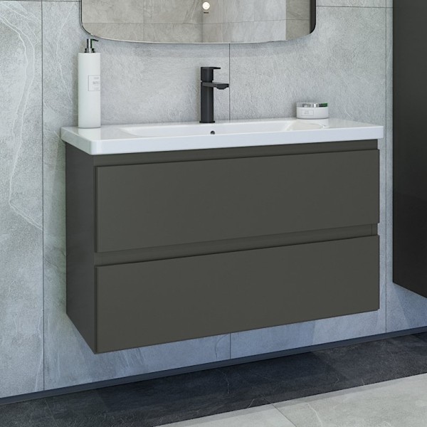 Тумба под раковину без столешницы Caprigo Forte 90 подвесная, графит