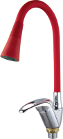 Смеситель для кухни Fashun A4403+A7358 с гибким изливом, хром, красный