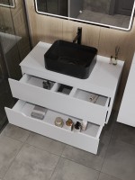 Тумба с раковиной Orange Line 100 подвесная, 2 ящика, матовая белая с раковиной B02-460MB