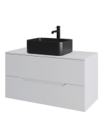 Тумба с раковиной Orange Line 100 подвесная, 2 ящика, матовая белая с раковиной B02-460MB