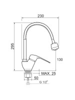 Смеситель для кухни РМС SL50 SL50-016F с гибким изливом, хром Смеситель для кухни РМС SL50 SL50-016F с гибким изливом, хром