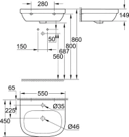 Раковина Grohe Euro Ceramic Euro Ceramic 39336000 Раковина Grohe Euro Ceramic Euro Ceramic 39336000