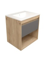 Тумба с раковиной Teymi Vitra 60 дуб, графит волна