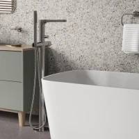 Напольный смеситель для ванны с душем Wasserkraft Tauber 6421 С ВНУТРЕННЕЙ ЧАСТЬЮ, никель