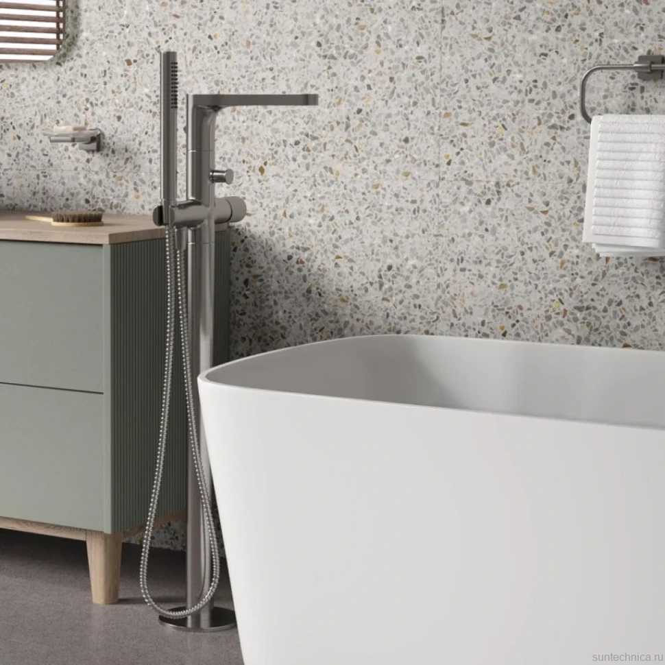 Напольный смеситель для ванны с душем Wasserkraft Tauber 6421 С ВНУТРЕННЕЙ ЧАСТЬЮ, никель