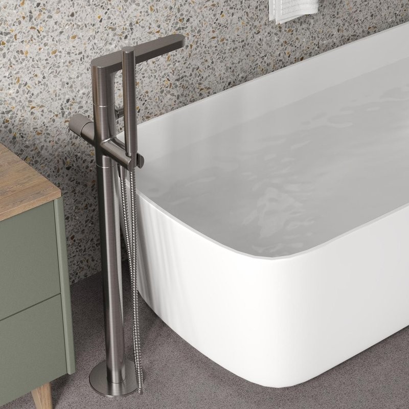 Напольный смеситель для ванны с душем Wasserkraft Tauber 6421 С ВНУТРЕННЕЙ ЧАСТЬЮ, никель