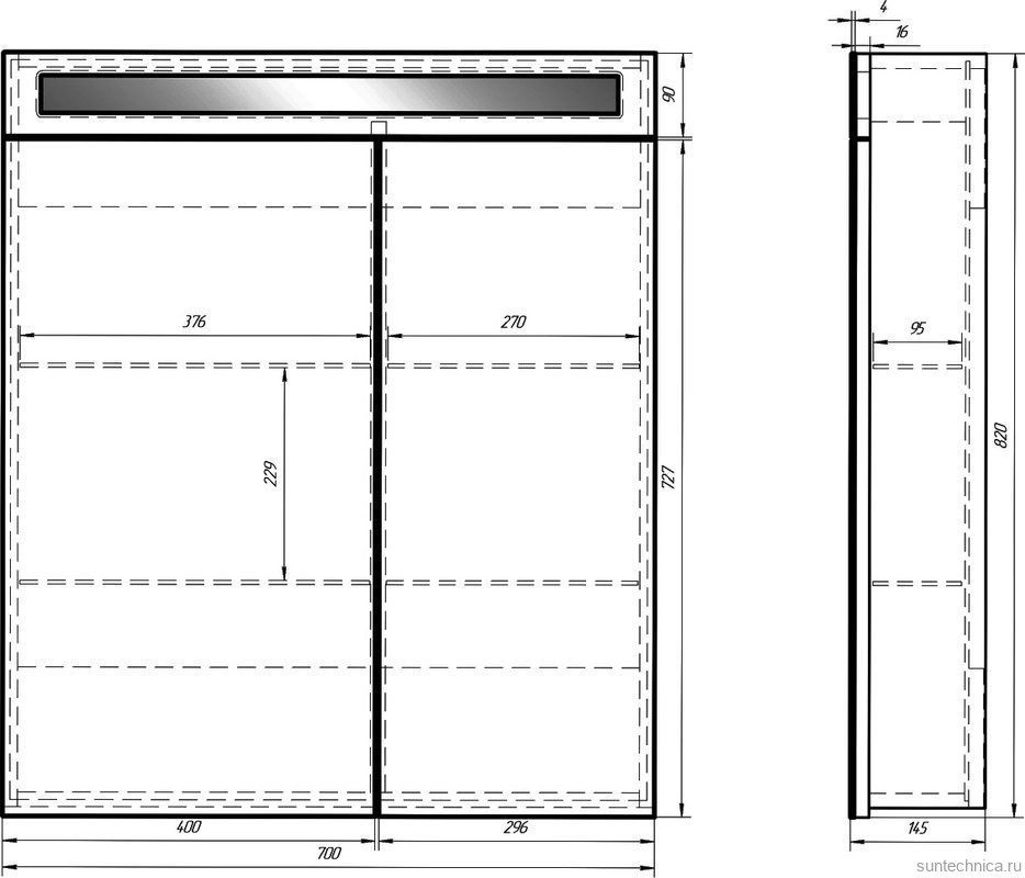 Зеркало-шкаф Dreja Uni 70 белый, с подсветкой
