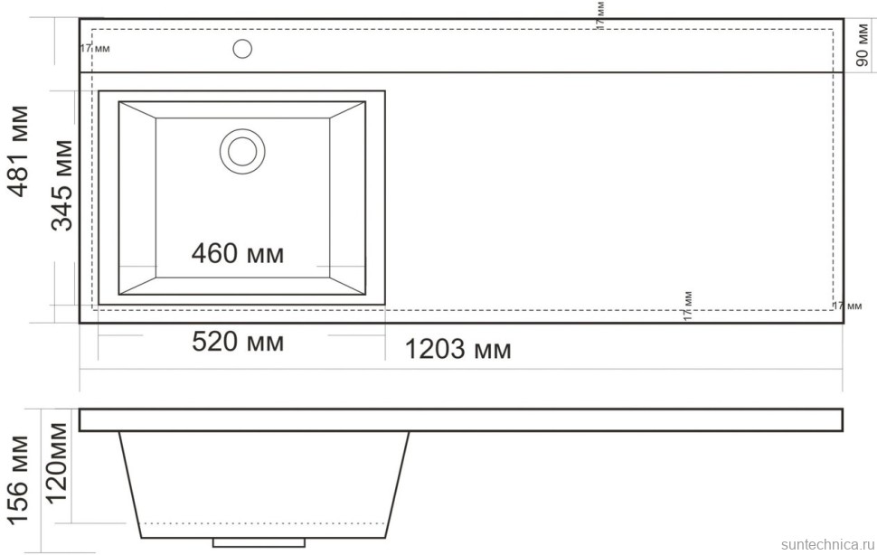 Раковина над стиральной машиной BelBagno BB1200/480-LV-MR-L 120