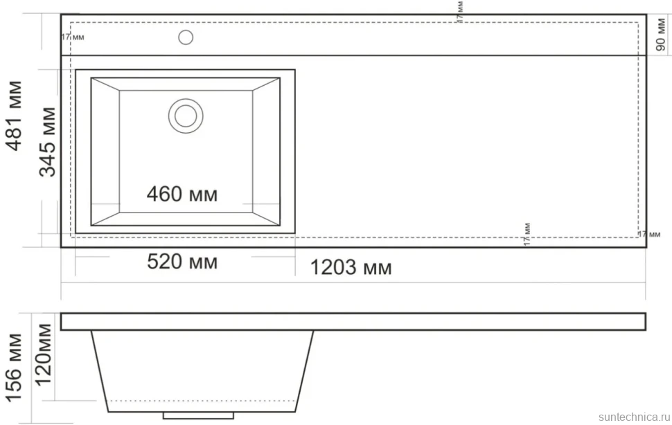 Раковина над стиральной машиной BelBagno BB1200/480-LV-MR-L 120