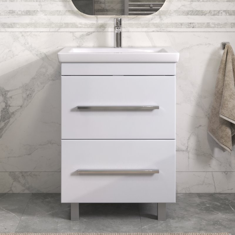 Тумба с раковиной Vigo Land 60 напольная, белая, раковина Como 60