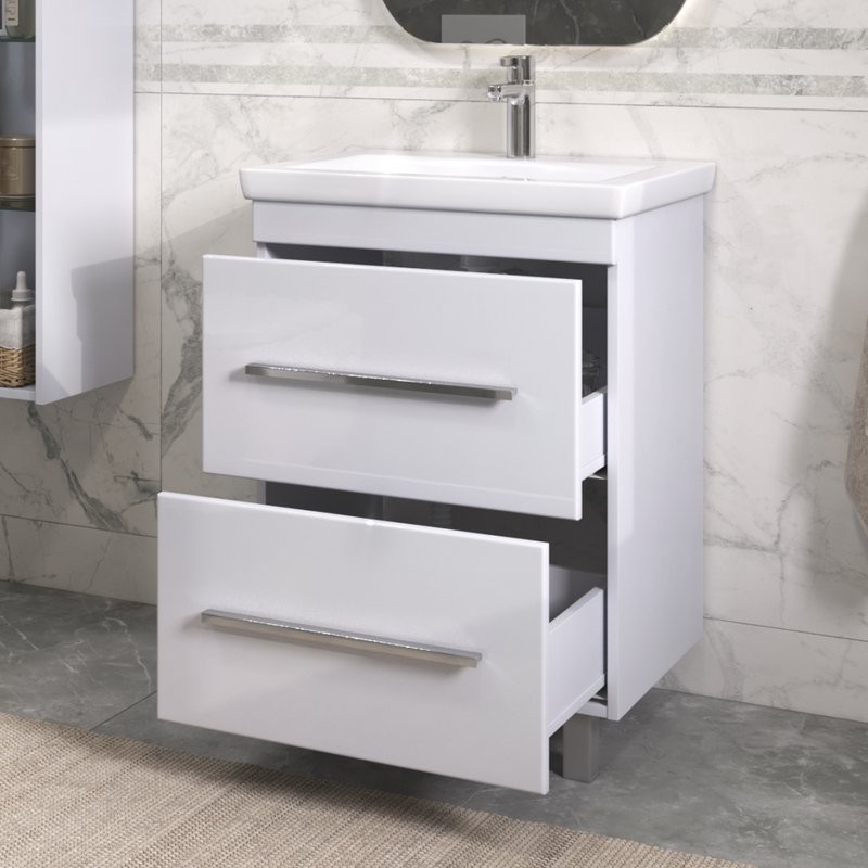 Тумба с раковиной Vigo Land 60 напольная, белая, раковина Como 60