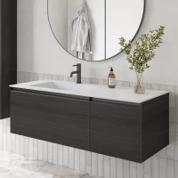 Тумба под раковину без столешницы Armadi Art Quatro 2 120 oak anthracite, профиль anthracite