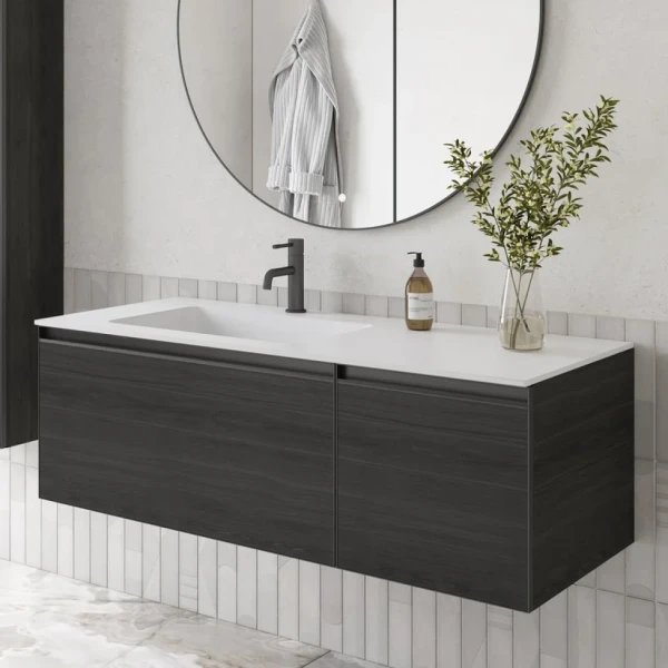 Тумба под раковину без столешницы Armadi Art Quatro 2 120 oak anthracite, профиль anthracite