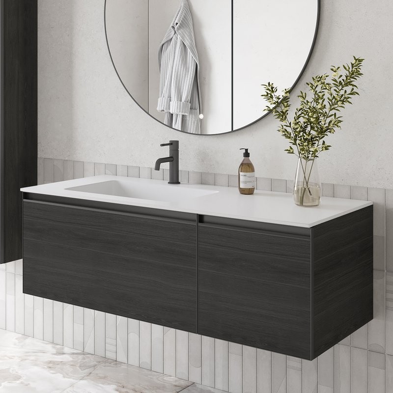 Тумба под раковину без столешницы Armadi Art Quatro 2 120 oak anthracite, профиль anthracite