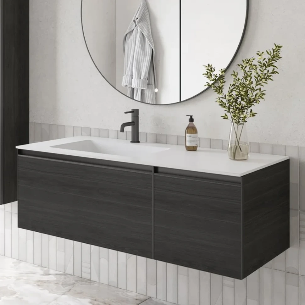 Тумба под раковину без столешницы Armadi Art Quatro 2 120 oak anthracite, профиль anthracite